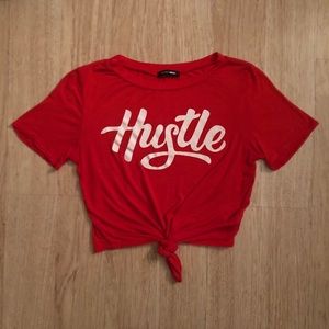 Fashion Nova Red Hustle Tie-Up Crop Top